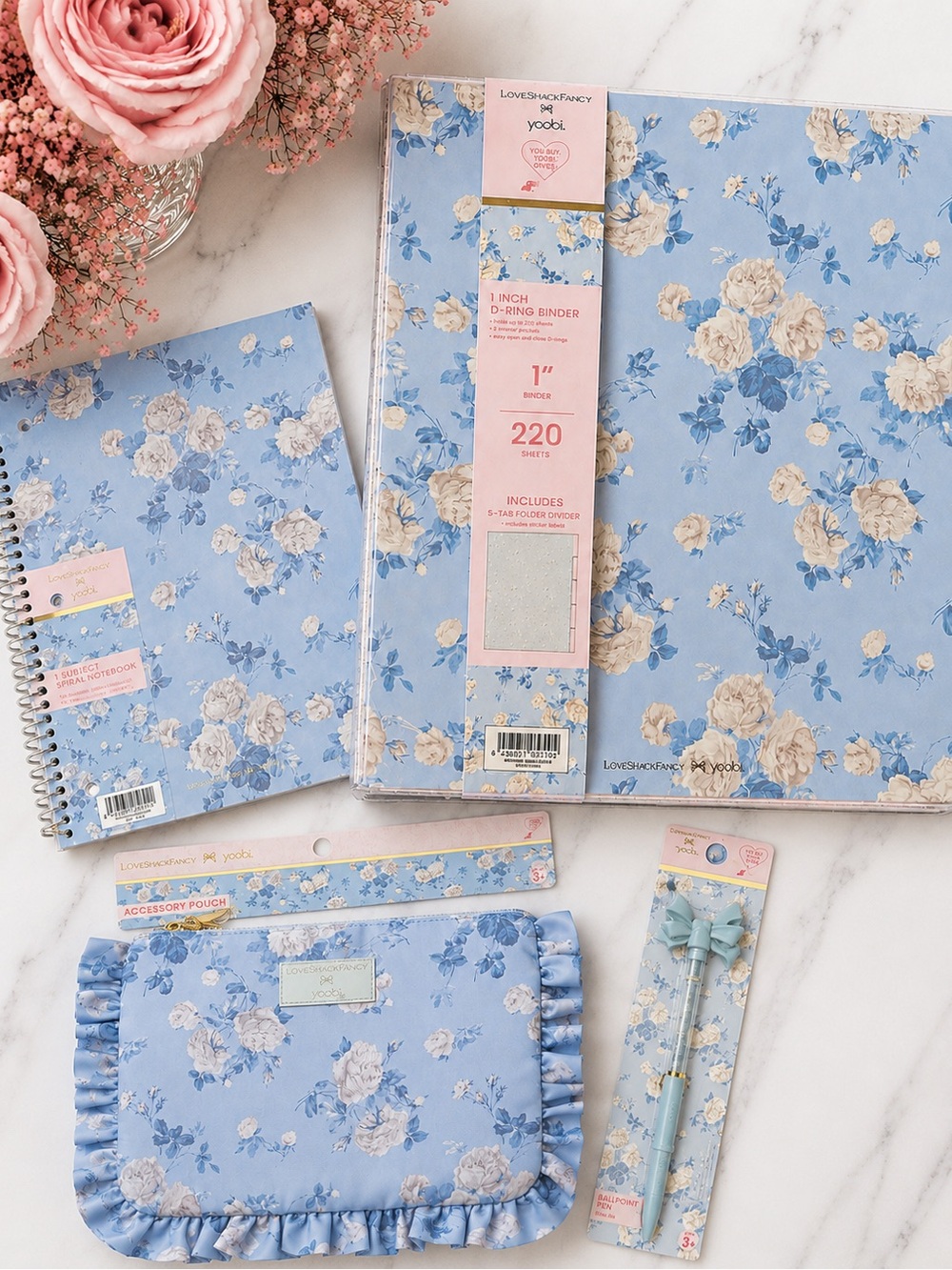 LoveShackFancy x target Blue Binder pencil case notebook pen set